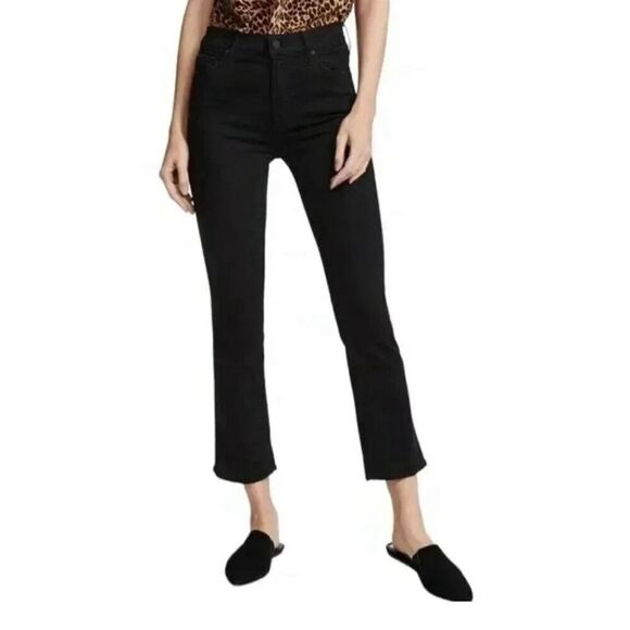Mother Denim The Insider Crop Black Bootcut Flare Jeans in Not Guilty Size 24 - Picture 5 of 16